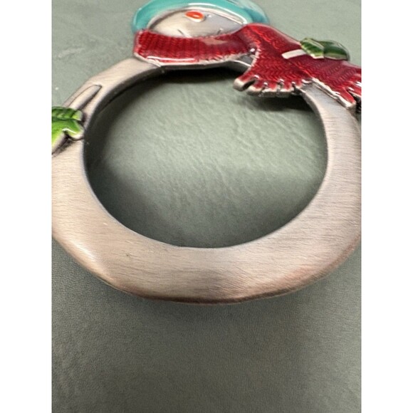 Vintage Snowman Christmas Tree Ornament Scarf Hat Classic W Photo Hole Silver To - Picture 4 of 8